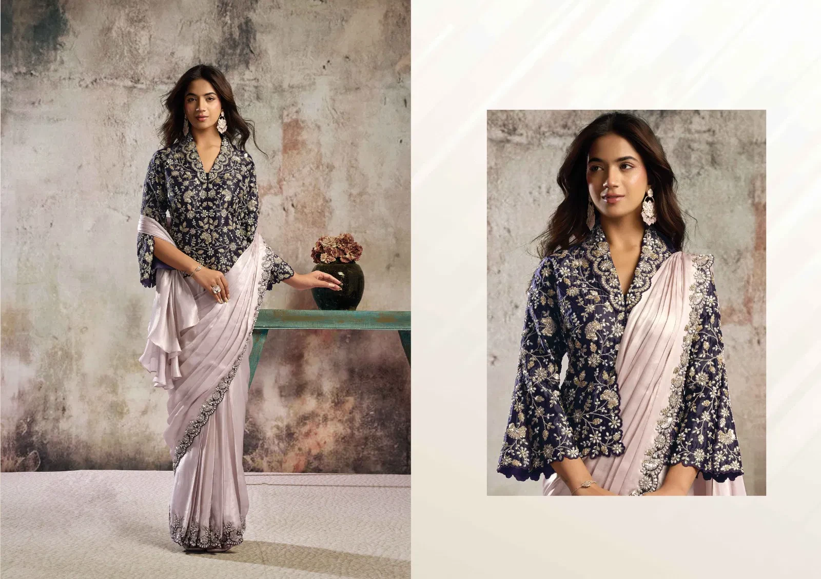 Mahotsav Selene Organza Silk with Embroidery Ready to Wear Saree