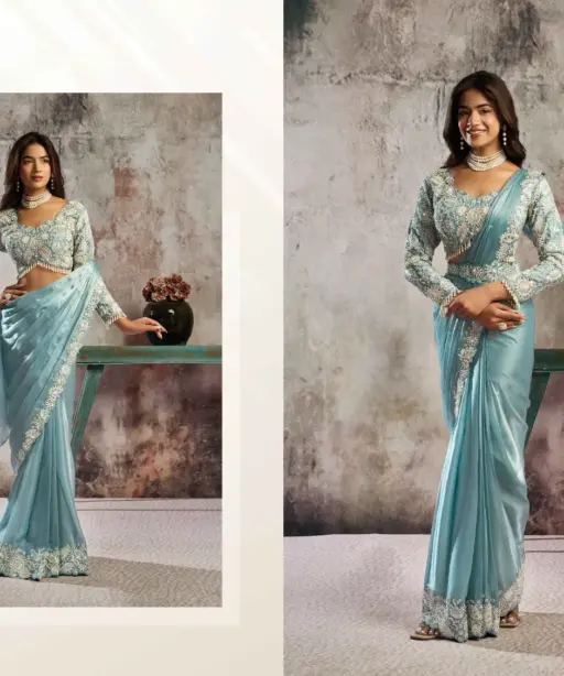 Mahotsav Selene Organza Silk with Embroidery Ready to Wear Saree