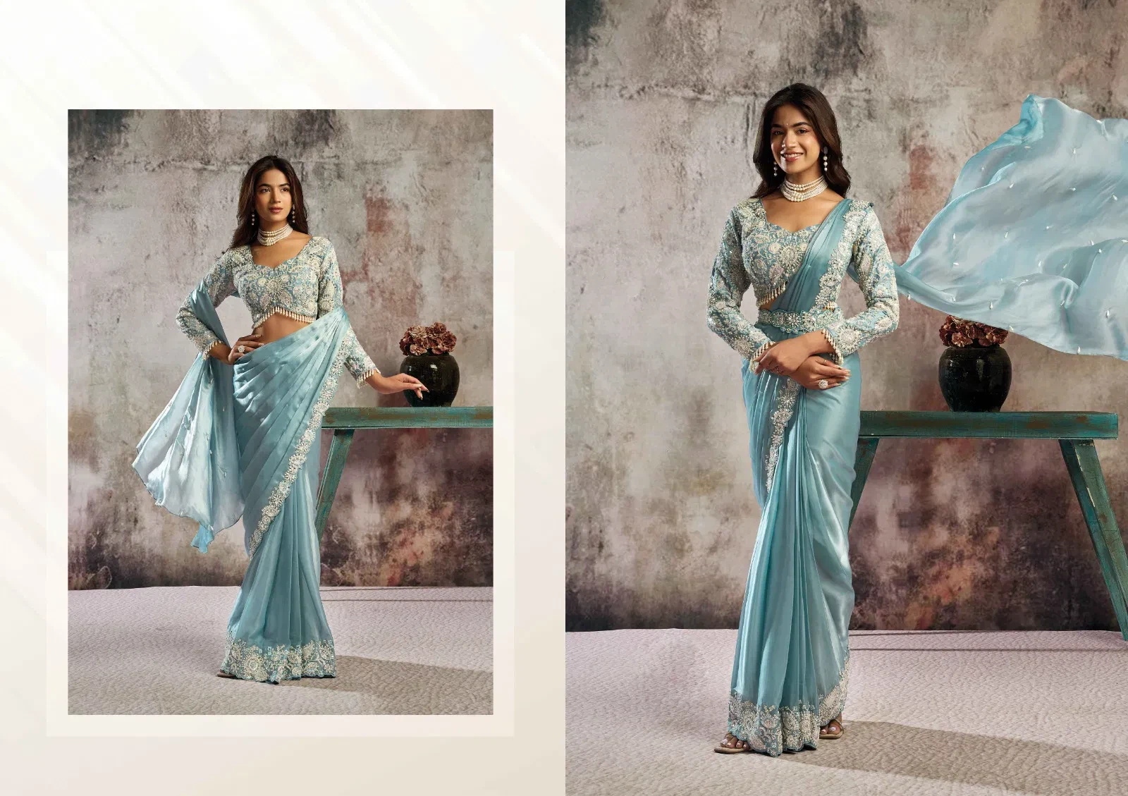 Mahotsav Selene Organza Silk with Embroidery Ready to Wear Saree