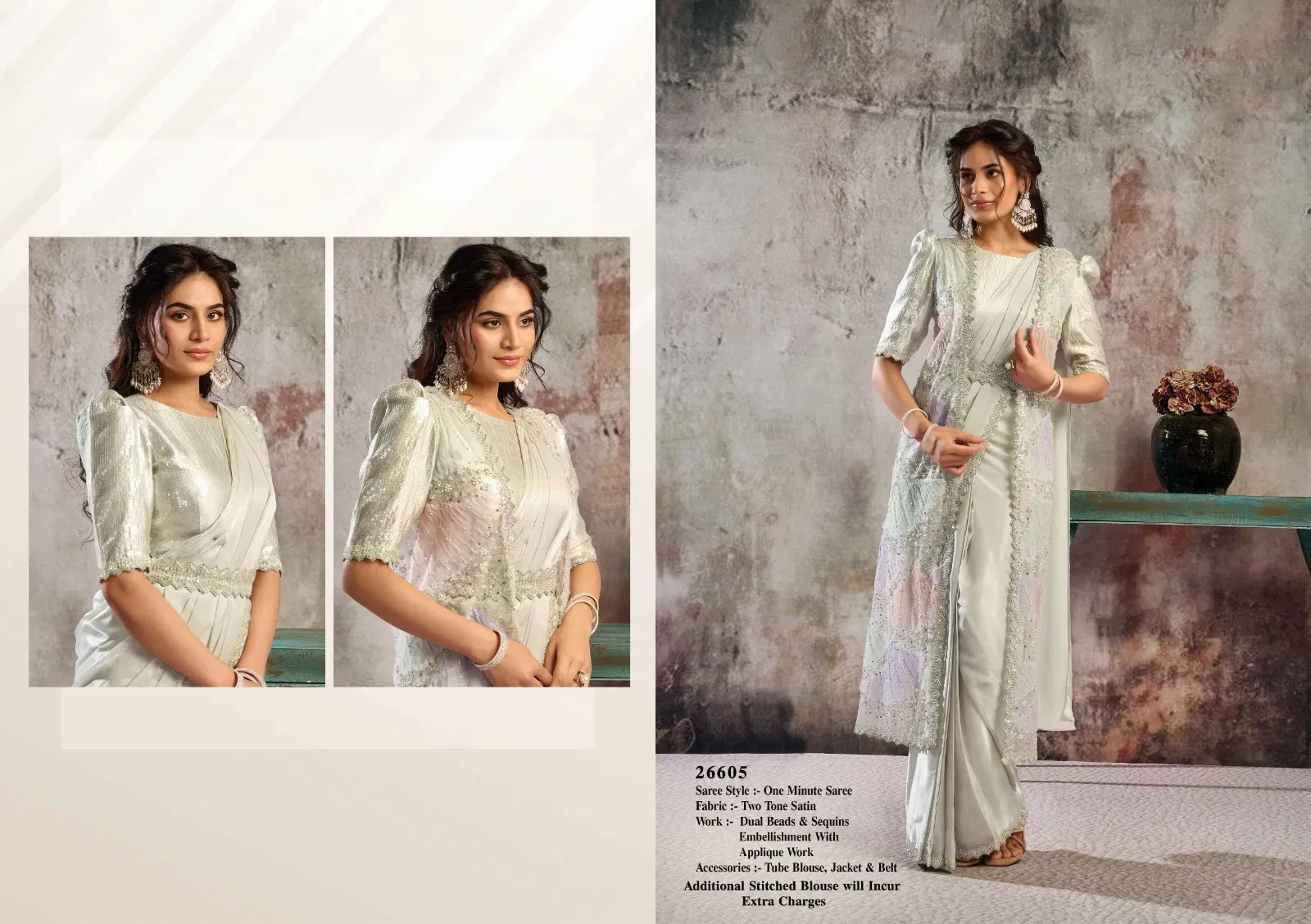 Mahotsav Selene Organza Silk with Embroidery Ready to Wear Saree