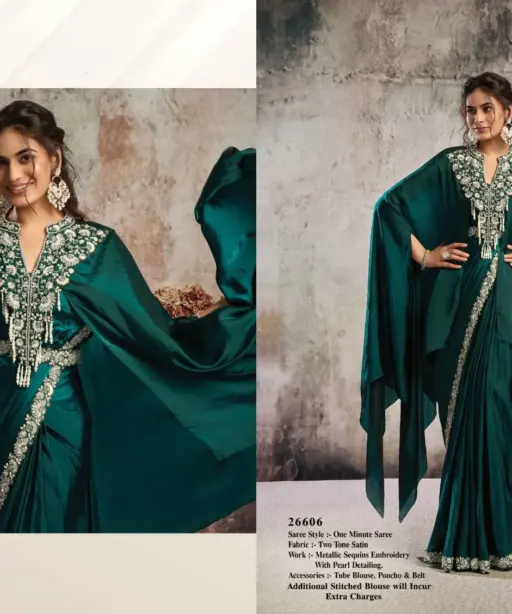 Mahotsav Selene Organza Silk with Embroidery Ready to Wear Saree