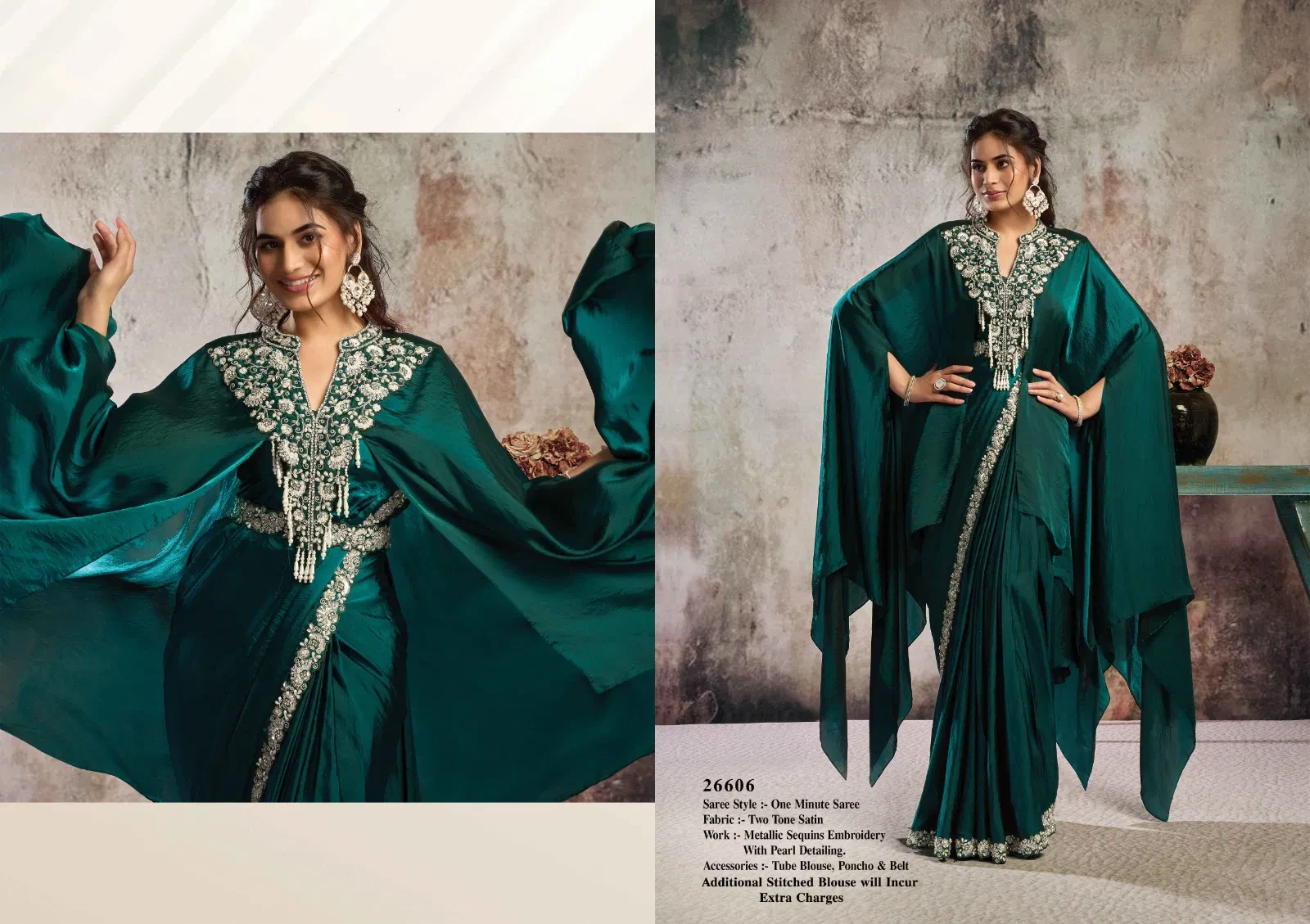 Mahotsav Selene Organza Silk with Embroidery Ready to Wear Saree