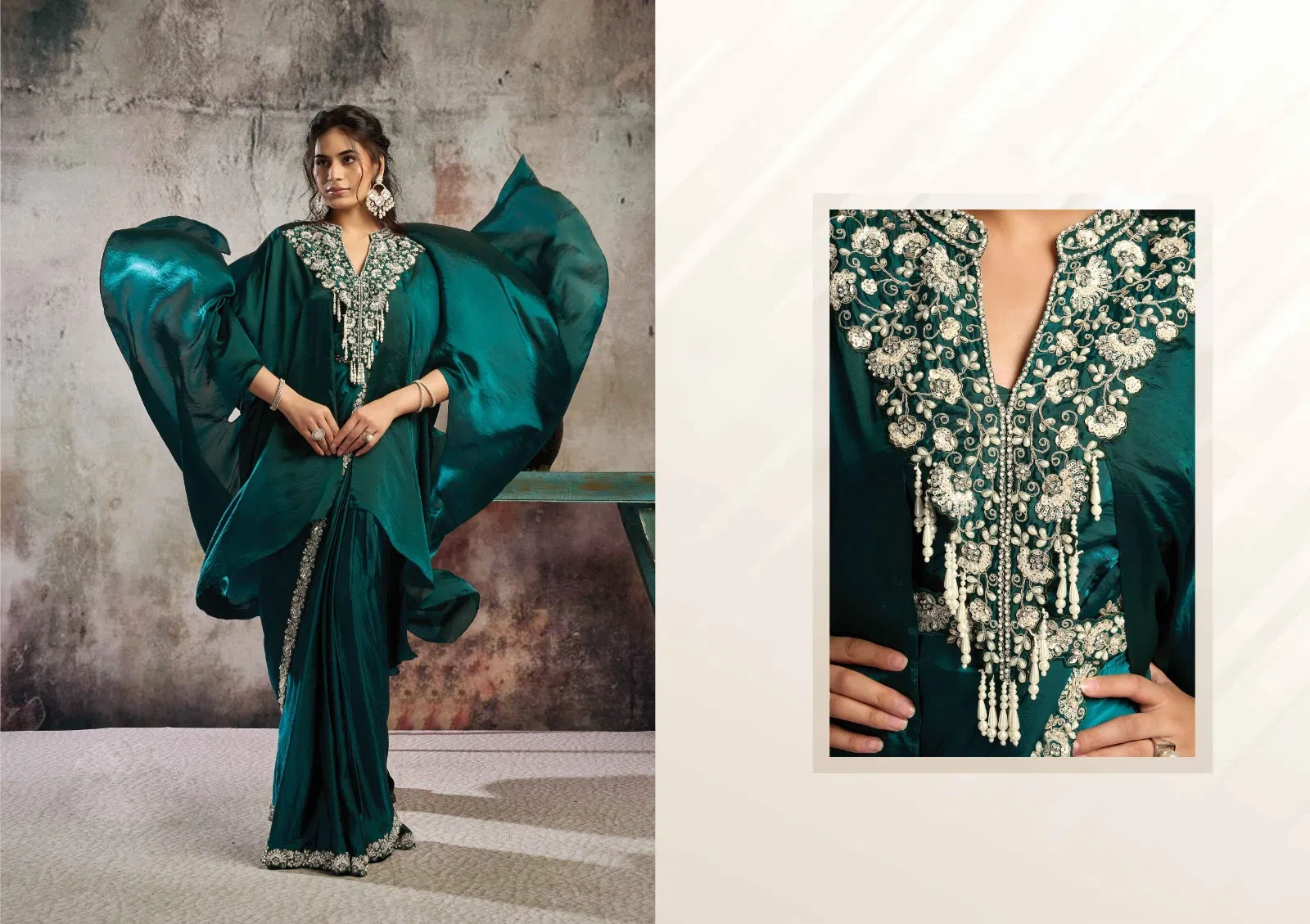 Mahotsav Selene Organza Silk with Embroidery Ready to Wear Saree