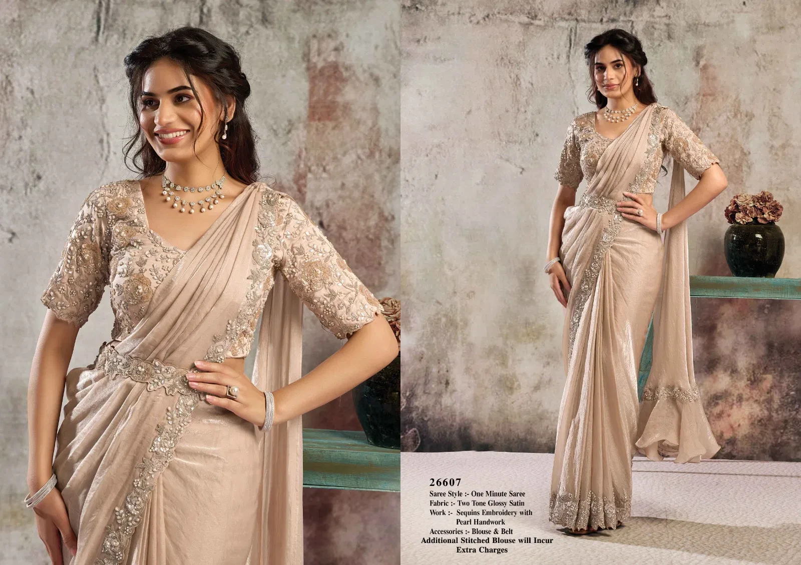 Mahotsav Selene Organza Silk with Embroidery Ready to Wear Saree