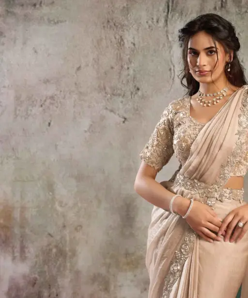 Mahotsav Selene Organza Silk with Embroidery Ready to Wear Saree