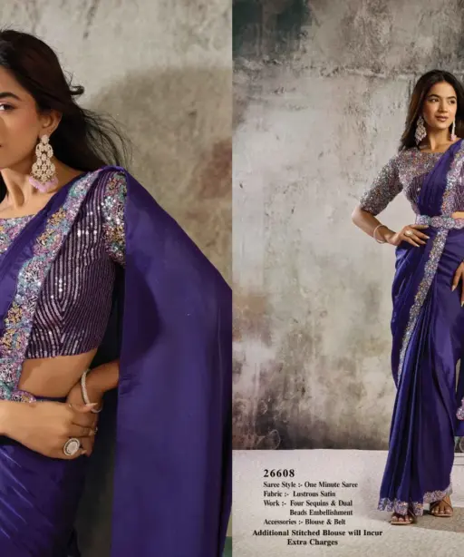 Mahotsav Selene Organza Silk with Embroidery Ready to Wear Saree