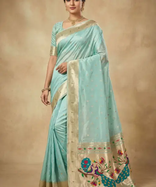 Mb 1101 Organza Silk Woven Butti Motifs Saree Collection