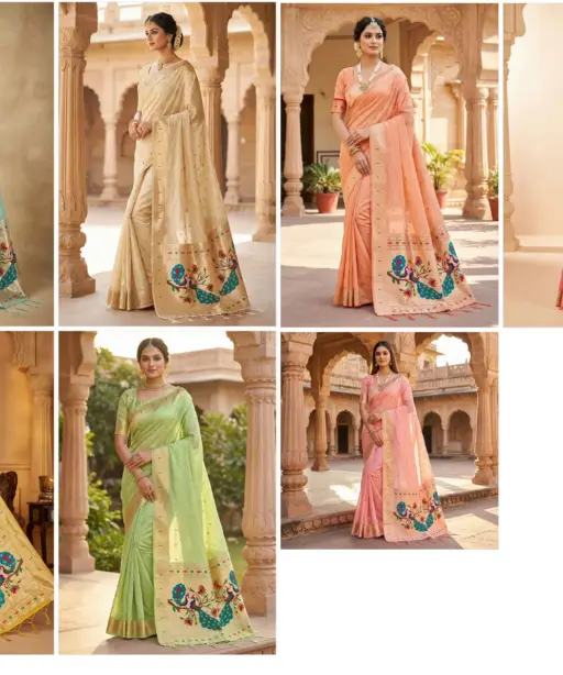 Mb 1101 Organza Silk Woven Butti Motifs Saree Collection