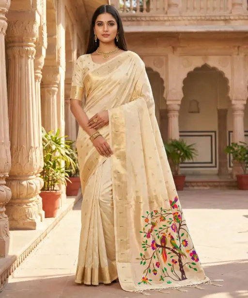 Mb 1111 Organza Silk Woven Butti Motifs Paithani Saree Collection