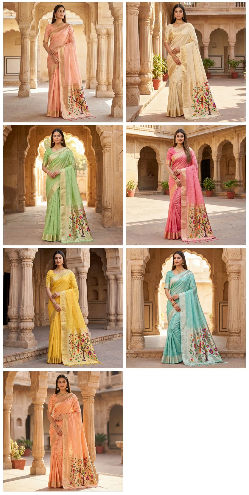 Mb 1111 Organza Silk Woven Butti Motifs Paithani Saree Collection