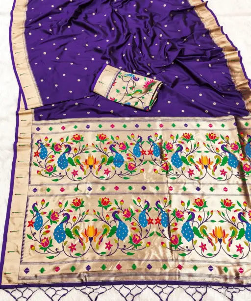 Mb 1180 Paithani Silk Golden Zari Embellished Saree Collection