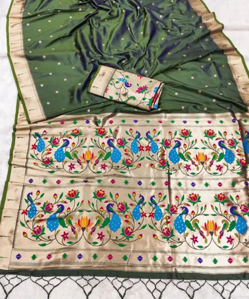 Mb 1180 Paithani Silk Golden Zari Embellished Saree Collection