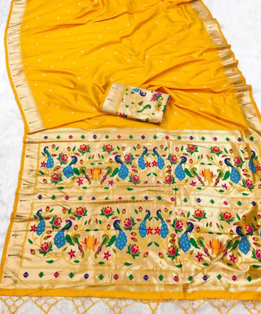 Mb 1180 Paithani Silk Golden Zari Embellished Saree Collection