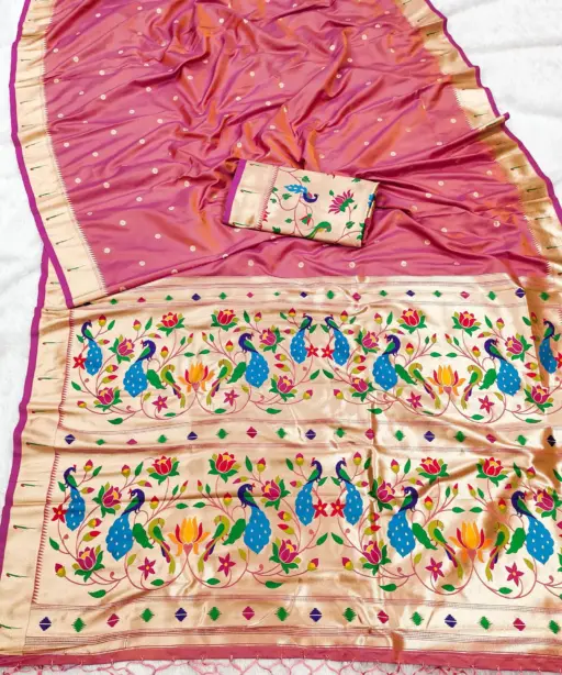 Mb 1180 Paithani Silk Golden Zari Embellished Saree Collection