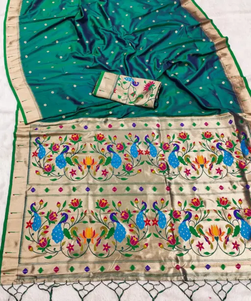 Mb 1180 Paithani Silk Golden Zari Embellished Saree Collection