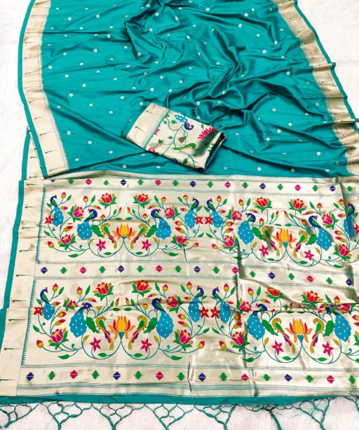 Mb 1180 Paithani Silk Golden Zari Embellished Saree Collection