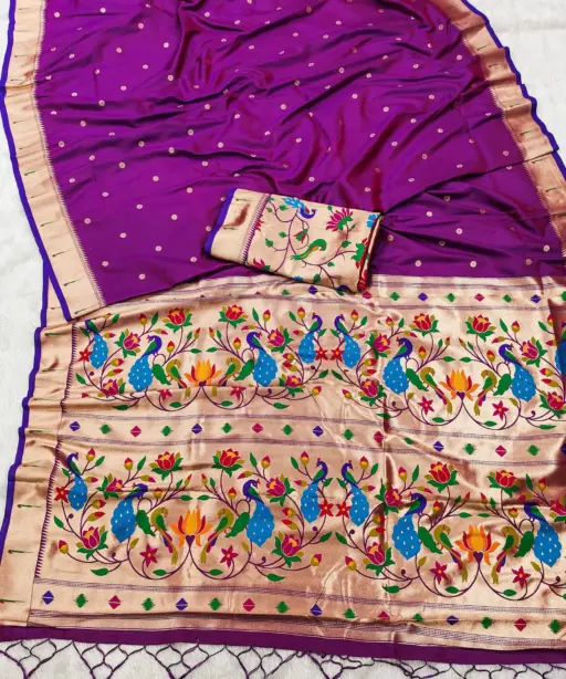 Mb 1180 Paithani Silk Golden Zari Embellished Saree Collection