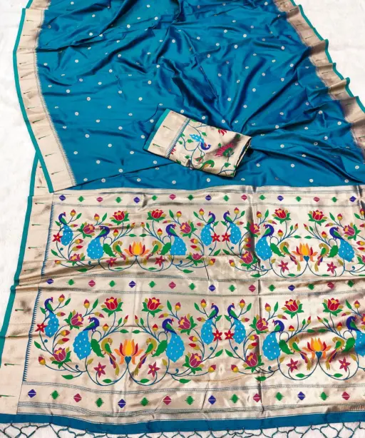 Mb 1180 Paithani Silk Golden Zari Embellished Saree Collection