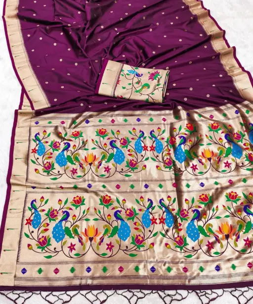 Mb 1180 Paithani Silk Golden Zari Embellished Saree Collection