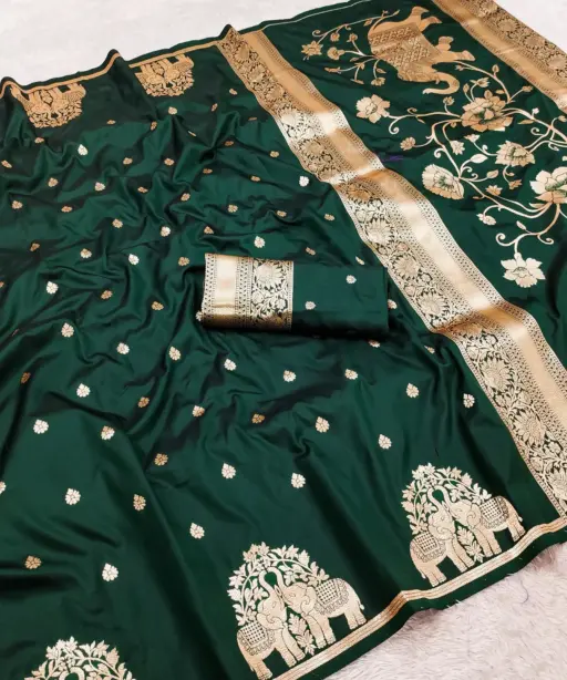 Mb 1209 Banarasi Silk Zari Motifs Saree Collection