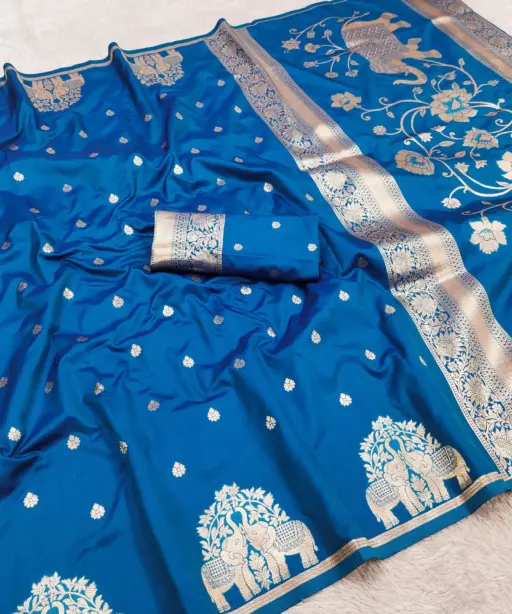 Mb 1209 Banarasi Silk Zari Motifs Saree Collection