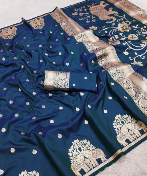 Mb 1209 Banarasi Silk Zari Motifs Saree Collection