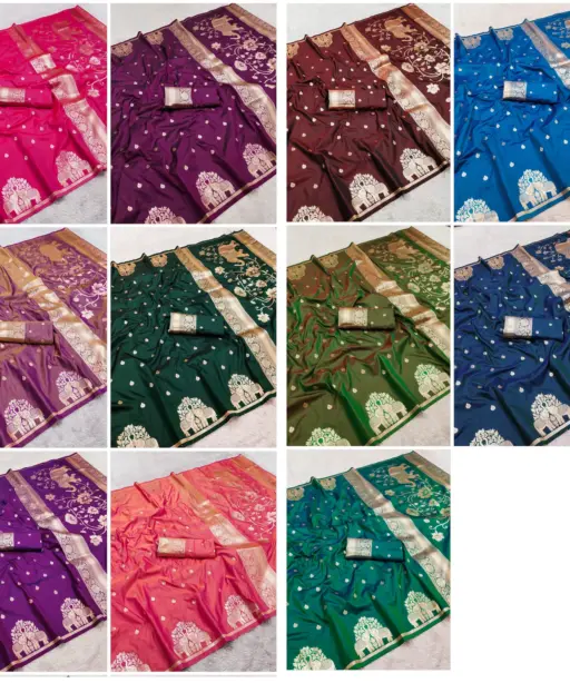 Mb 1209 Banarasi Silk Zari Motifs Saree Collection