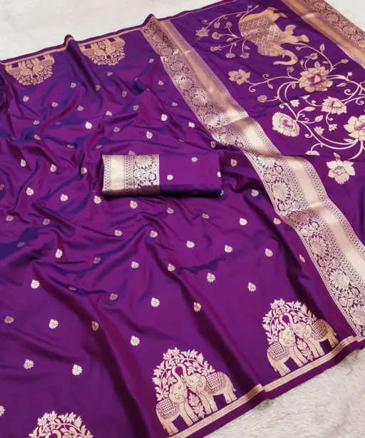 Mb 1209 Banarasi Silk Zari Motifs Saree Collection