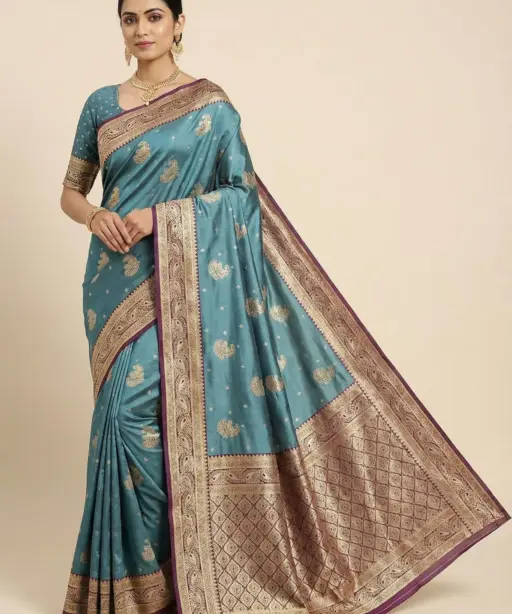 Mb 13 Satin Zari Motifs Festival Wear Saree Collection