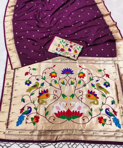 Mb 149 Paithani Silk Golden Zari Embellished Saree Collection