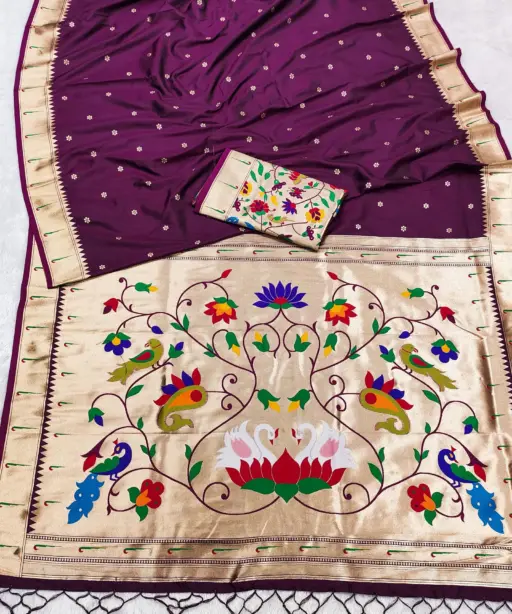 Mb 149 Paithani Silk Golden Zari Embellished Saree Collection