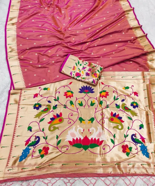 Mb 149 Paithani Silk Golden Zari Embellished Saree Collection