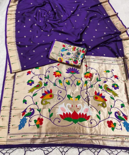 Mb 149 Paithani Silk Golden Zari Embellished Saree Collection