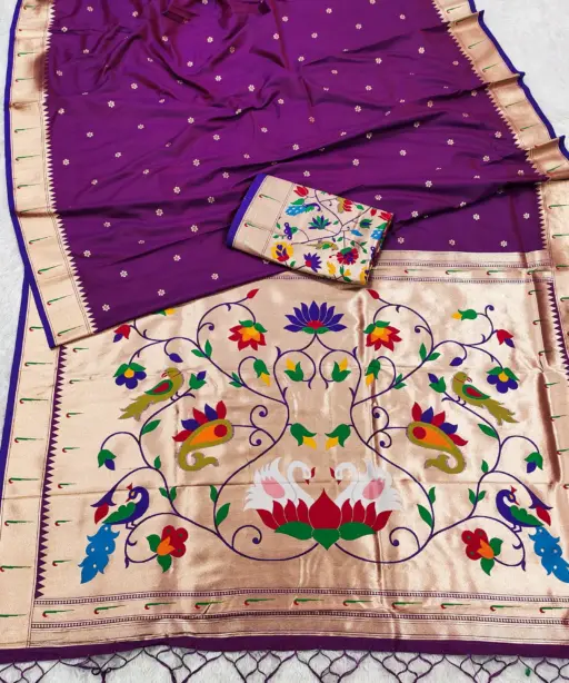 Mb 149 Paithani Silk Golden Zari Embellished Saree Collection