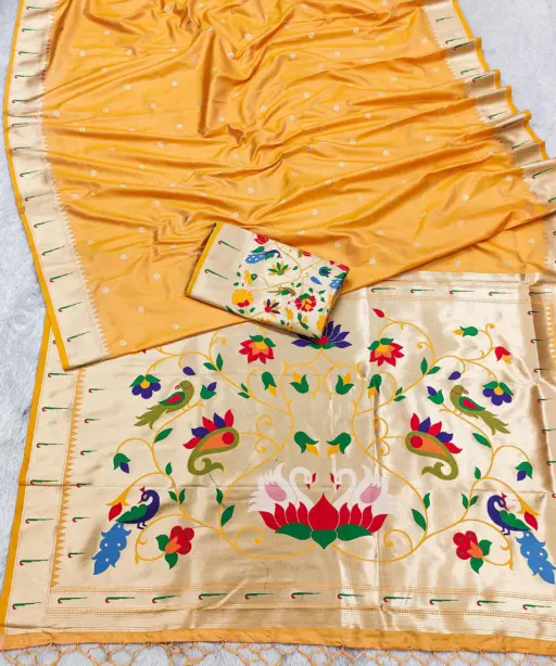 Mb 149 Paithani Silk Golden Zari Embellished Saree Collection
