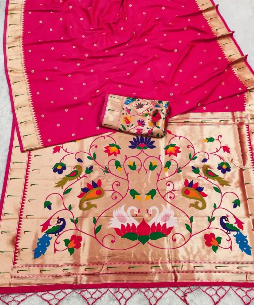 Mb 149 Paithani Silk Golden Zari Embellished Saree Collection