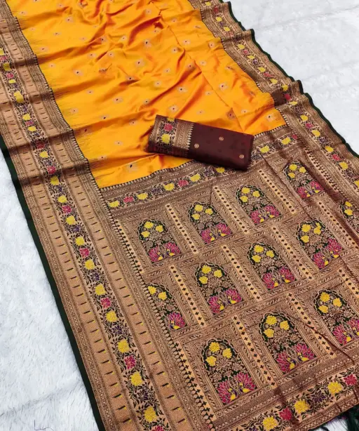 Mb 18 Ajanta Lotus Floral Motifs Paithani Silk Saree Collection