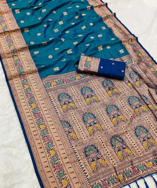 Mb 18 Ajanta Lotus Floral Motifs Paithani Silk Saree Collection