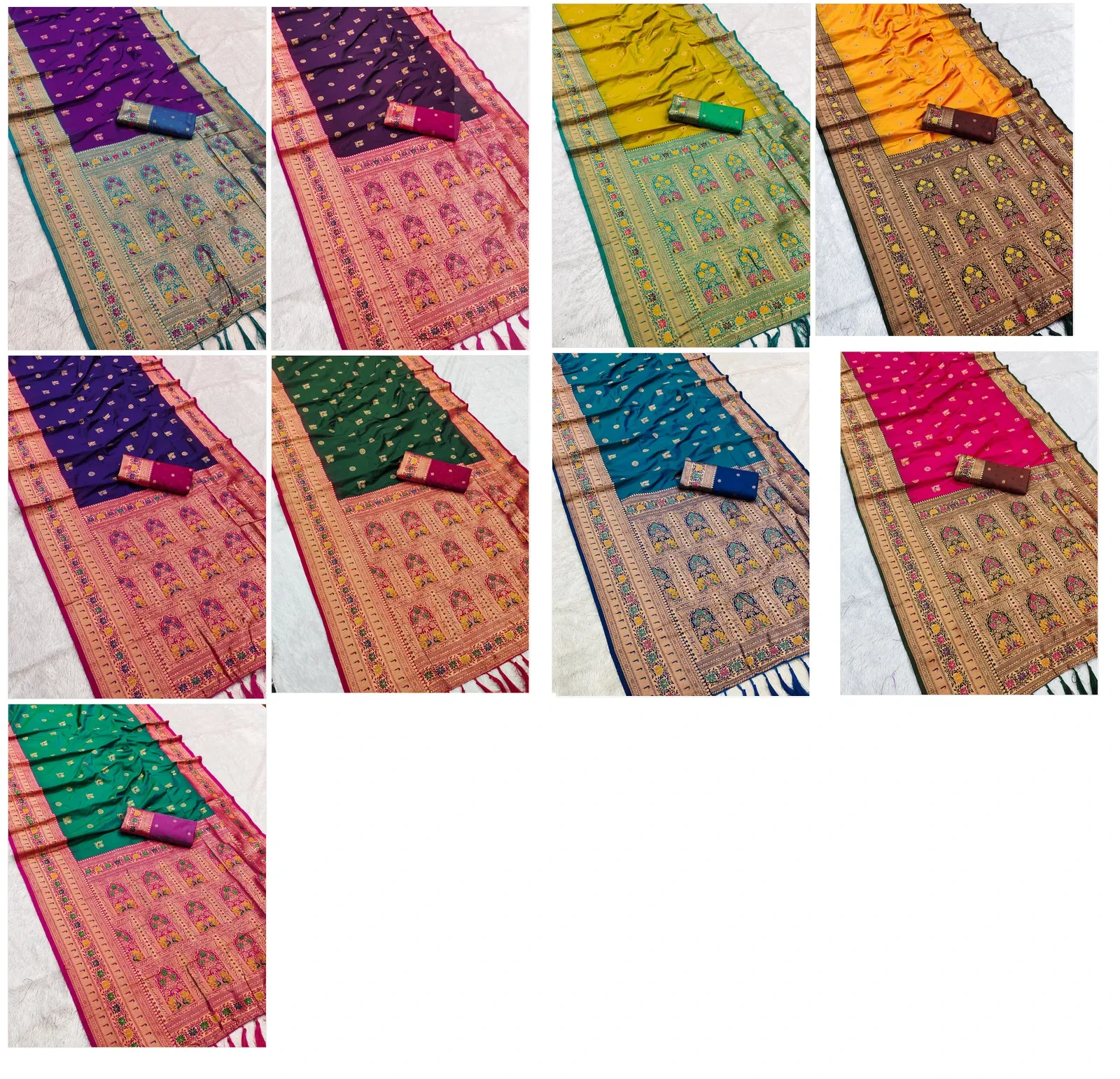 Mb 18 Ajanta Lotus Floral Motifs Paithani Silk Saree Collection