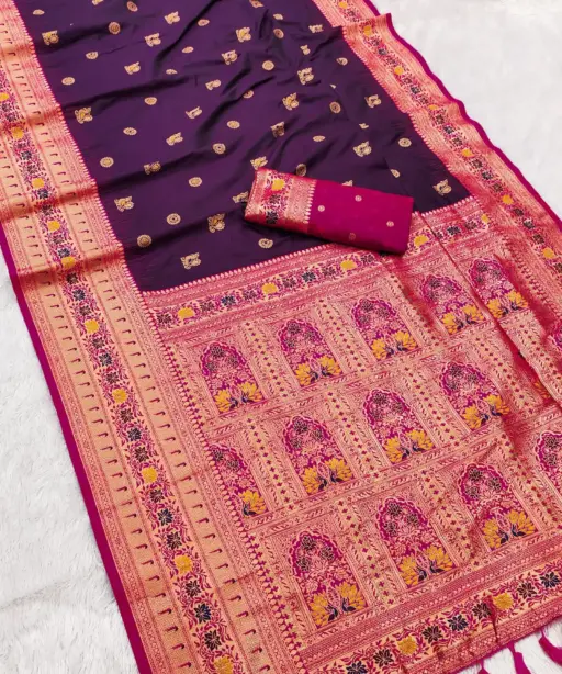 Mb 18 Ajanta Lotus Floral Motifs Paithani Silk Saree Collection