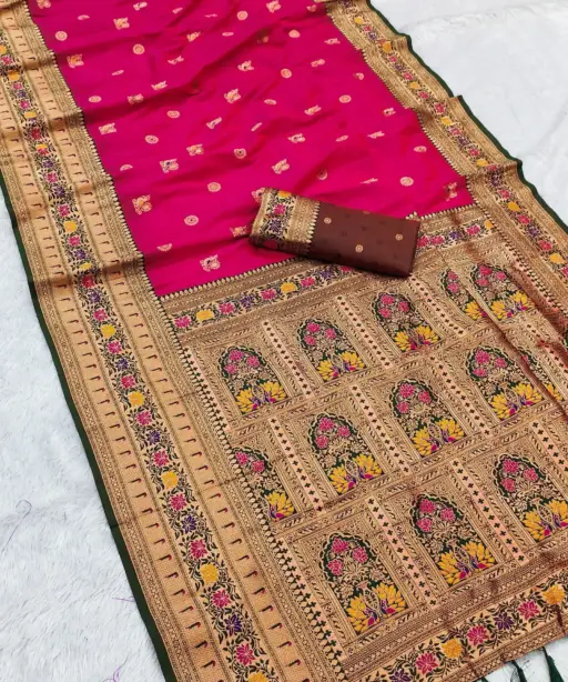 Mb 18 Ajanta Lotus Floral Motifs Paithani Silk Saree Collection
