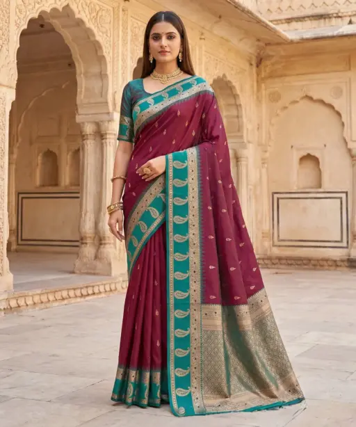 Mb 187 Premium Banarasi Silk Zari Butti Weaving Saree Collection
