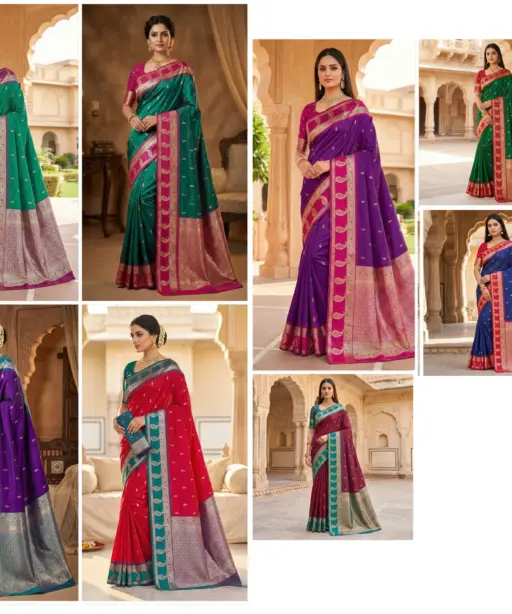Mb 187 Premium Banarasi Silk Zari Butti Weaving Saree Collection