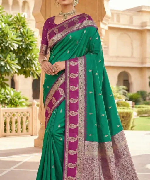 Mb 187 Premium Banarasi Silk Zari Butti Weaving Saree Collection