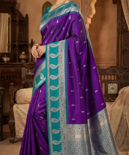 Mb 187 Premium Banarasi Silk Zari Butti Weaving Saree Collection