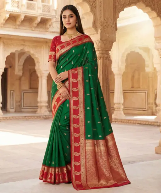 Mb 187 Premium Banarasi Silk Zari Butti Weaving Saree Collection