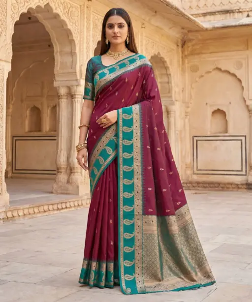 Mb 187 Premium Banarasi Silk Zari Butti Weaving Saree Collection