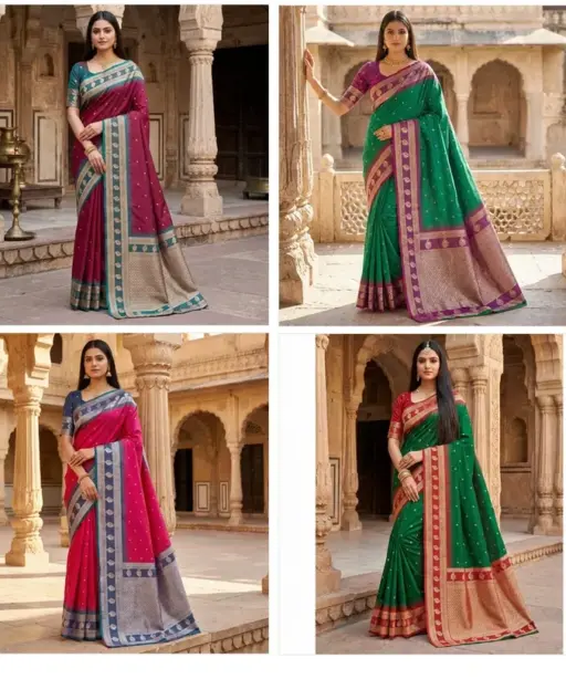 Mb 188 Soft Banarasi Silk Zari Butti Weaving Saree Collection