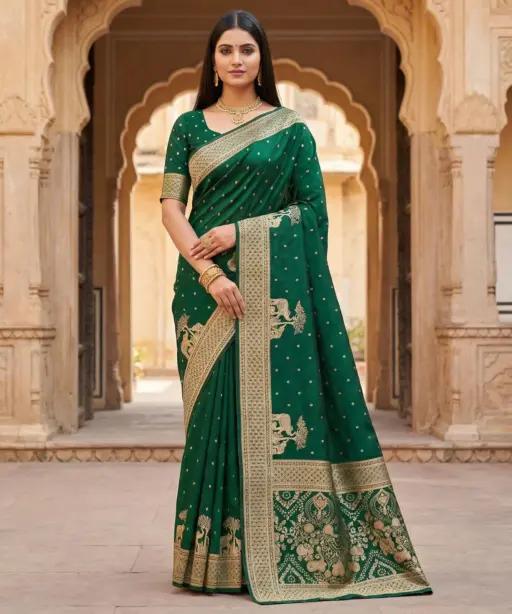 Mb 25 Gajraj Pure Banarasi Silk Zari Motifs Saree Callection