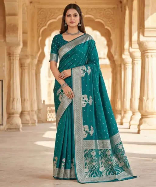 Mb 25 Gajraj Pure Banarasi Silk Zari Motifs Saree Callection